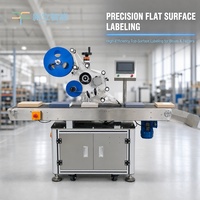 Machine d'étiquetage automatique de surface plane sur pied pour livres, dossiers, boîtes et cartons avec enrouleur de récupération