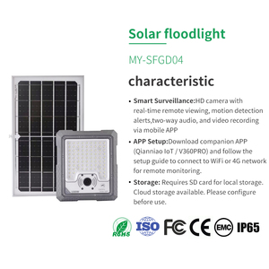 Reflector Exterior de 100 Vatios con Cámara de Vigilancia Wifi, Sensor de Seguridad, Luz Solar LED con Cámara Solar CCTV - Product Image 2