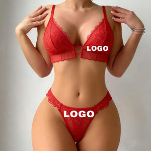 ODM OEM Mode Individuelles Logo Übergröße Transparente Dessous Rote Große Größen Sexy Spitzen-BH-Sets für Damen - Product Image 1