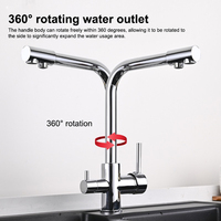 Robinet de cuisine monobloc à poser sur plan, avec double commande et double sortie indépendante, pour eau chaude et froide, en laiton, pour purificateur d'eau