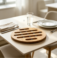 Set de table classique en bambou, résistant à la chaleur, réutilisable, durable, écologique, pour cuisine, 18 cm de diamètre, pour casseroles, bols, assiettes