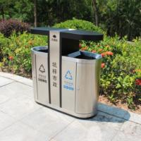Poubelle extérieure moderne grande capacité en acier inoxydable 201, robuste et résistante aux intempéries, pour la décoration des rues commerciales