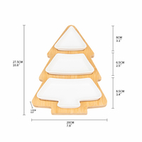 Offres Spéciales Arbre De Noël Forme Plateau Bambou En Bois Collation Plateau Apéritif Avec 3 Plaques en céramique Personnalisé Couleur Irrégulière