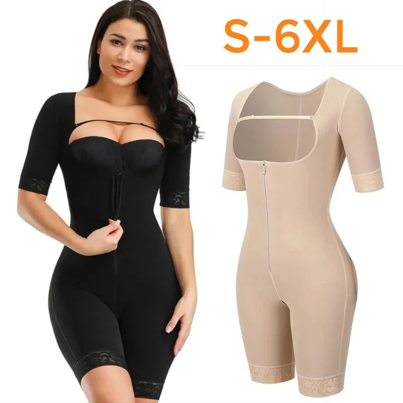 Nuovo arrivo donne Body Shapewear Post chirurgia compressione indumento controllo solido Body Shaper con maniche Faja Shapewear OME