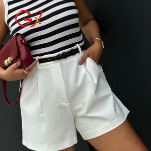 GX6041 Fashion Women New Summer Solid Street Wear Trendy <strong>Ladies</strong> Trouser High Waist Casual <strong>Shorts</strong> - Product Image 1