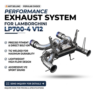 Tuyau de conversion Vortex en acier inoxydable style SVJ pour Lamborghini LP700-4 V12 avec échappements à bordure brûlée à sortie haute Mod - Product Image 1