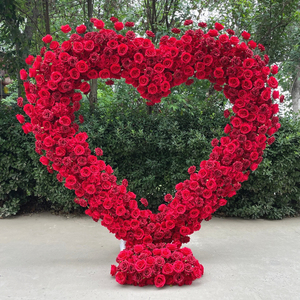 Wholesale Heart Red Rose Silk <b>Artificial</b> Flower Arch high quality flower arch background Wedding Decoration - Product Image 1
