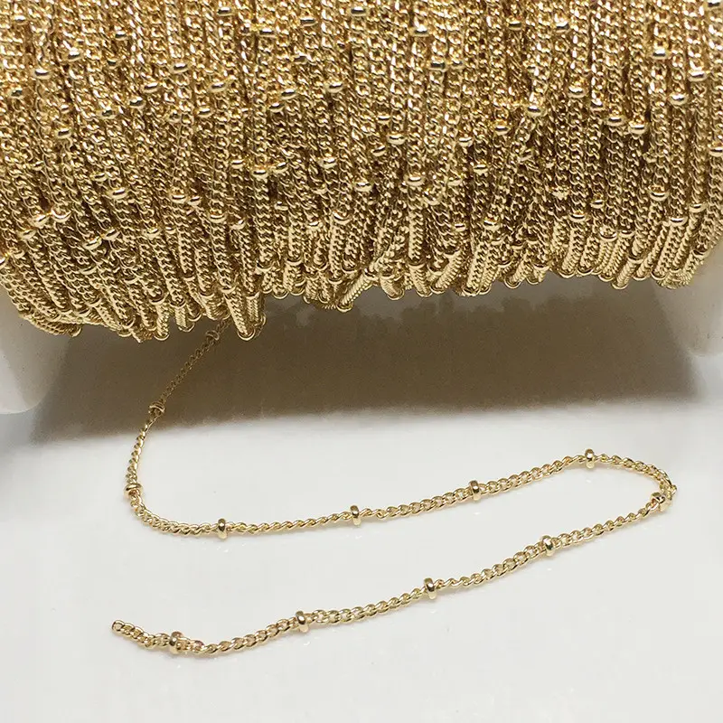 Takı yapımı için 14k altın kaplama moda orijinal boncuk bağlantı zincirleri rulo