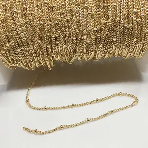 14k Gold Plated Fashion Original Bead Link Chains Roll for Jewelry Making