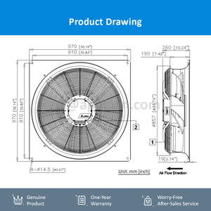 พัดลม Delta GTW080PUR22E กำลังไฟ 2.2 กิโลวัตต์ ประสิทธิภาพสูง พร้อมมอเตอร์ EC ประหยัดพลังงาน ขนาดกะทัดรัด สำหรับระบบระบายอากาศ HVAC - Product Image 5