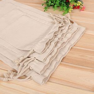 Custom Cotton Drawstring Pouch Bags Reusable Eco Friendly <b>Blank</b> Organic Small Cotton Canvas Drawstring Bag with Logo - Product Image 4