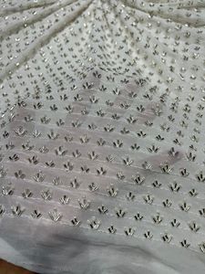 High Quality Indian Supplier <b>Viscose</b> Goergette Heavy Beads <b>Fabric</b> with Embroidery Style for Wedding Use for Girls - Product Image 4