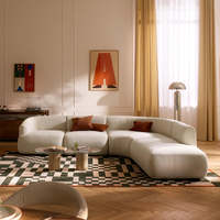 Canapé modulaire incurvé haut de gamme en tissu bouclé, détachable, en forme de L, avec chaise longue, idéal pour salon moderne de villa ou appartement