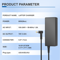 Cargador de 65W para Portátil, Adaptador de 19V 3.42A 5.5mm*1.7mm para CA con Enchufes US/UK/EU/AU, Cargadores y Adaptadores de Primera Calidad, Proveedor de Alta Gama