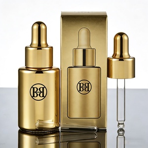 Luxury Dropper Bottle 30ml Custom Gold Skincare Packaging 1oz Body Oil Glass Serum Bottle With UV Coated Gold Dropper Cap - Product Image 1