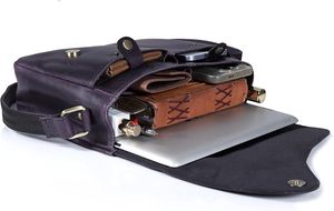 Classic Genuine Leather Crossbody <b>Messenger</b> Purse Vintage Style Adjustable Strap Compact Shoulder <b>Bag</b> for <b>Women</b> Office Travel - Product Image 3