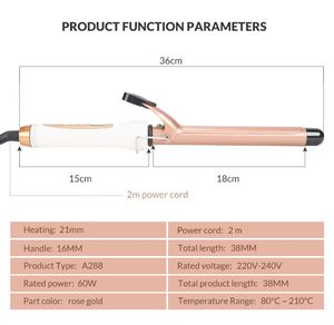 Bigoudi de cheveux professionnel, fer à friser, titane, Rose or, 1 pouce, <span class=keywords><strong>Mini</strong></span> baguette à boucler, pour bigoudi - Product Image 6
