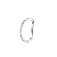 Cincin Hidung Bentuk D Berlapis Zirkonia Baja Tahan Karat 8mm Perhiasan Tindik Geometris Unisex Trendi