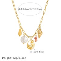 Collier populaire en pierres concassées et perles, avec plusieurs pendentifs, chaîne plate en forme de croix, plaqué or, motif floral, bijoux de luxe légers pour femmes TGXL14883