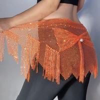 Écharpe de hanche délicate et brillante en maille de strass avec franges pour la danse du ventre