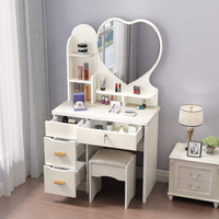 Table de toilette multi-tiroirs en MDF de haute qualité avec miroir LED éclairé, coiffeuse pour chambre d'adolescente