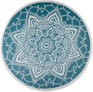 Tapis de plage rond Tropical Escape-Design de mandala bleu pour les vacances sur l'île et la piscine - Product Image 3