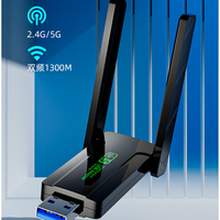 Adaptateur WiFi USB double bande 2,4 GHz 5 GHz 1300 Mbps 802.11AC, mini carte réseau sans fil pour ordinateur
