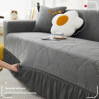 Housse de canapé extensible en polaire, jacquard avec jupe à volants, protection de meubles résistante à l'usure pour salon, vente en gros