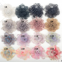 Broche DIY en organza imprimé léopard avec fleur de rose à bords brûlés de 8 cm, accessoires pour chapeaux, chaussures et vêtements