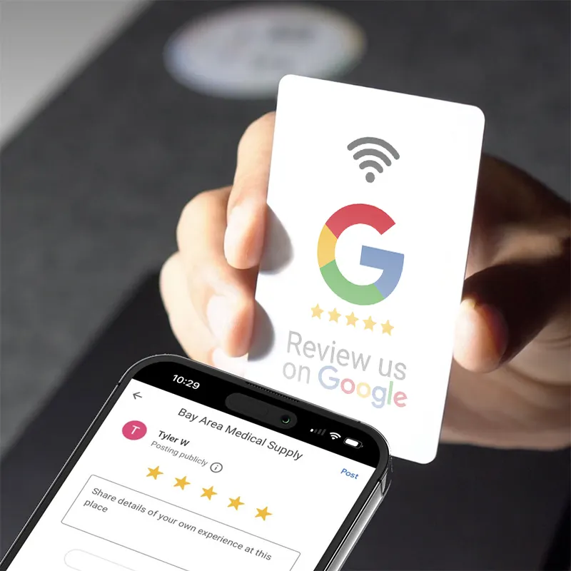 Google tarjeta sin contacto revisión NFC PVC RFID negro NFC epoxi Google revisión Tarjeta de redes sociales
