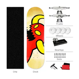 Wholesale portable wood custom double rocker skateboard complete with designs made in China