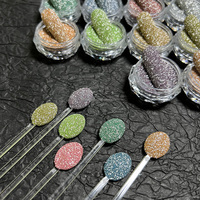 Poudre de paillettes diamantées réfléchissantes SH, portable et idéale pour les voyages, en vrac, résistante aux solvants, à effet chromatique, pour ongles
