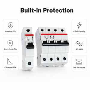 Miniature Circuit <strong>Breaker</strong> MCB 1P 2P 3P 4P 6A-63A C Curve AC 230/400V 4.5kA DIN Rail Overload Short Circuit Protection CE RoHS - Product Image 2