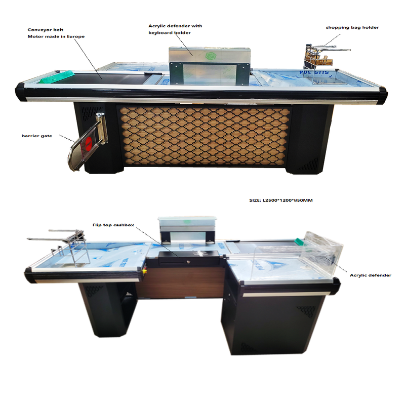 Supermarket Checkout Counter with Thickened Wood