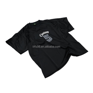 เสื้อยืดกีฬาแขนสั้นสีดำทรงโอเวอร์ไซส์สำหรับผู้ชาย พิมพ์ลายตามสั่ง พร้อมโลโก้หมายเลข 5 ด้านหน้า เนื้อผ้าเจอร์ซีย์แห้งเร็ว ทรงพอดีตัว - Product Image 4