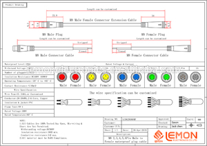 IP65 2 3 <span class=keywords><strong>4</strong></span> 5 6 针公头母头 M8 防水电缆电动自行车 LED 灯带连接器 - Product Image 4