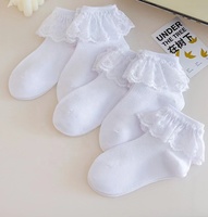 Chaussettes en coton dentelle respirante blanche pour enfants Chaussettes pour enfants en gros