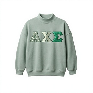 Sudadera de Cuello Alto Bordada Alpha Chi Sigma para Mujer, Ropa Casual de Otoño, 100% Algodón, Diseño de Letras Tejidas - Product Image 1