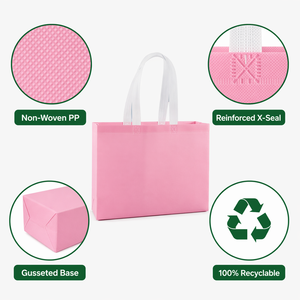 Sac fourre-tout non tissé personnalisé avec logo, à longues poignées, recyclable, réutilisable, pour courses, écologique, sac promotionnel, sac cadeau - Product Image 4