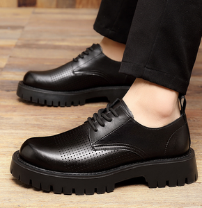 Chaussures en cuir pour hommes, plateforme, pour le bureau, formelles, <span class=keywords><strong>mariage</strong></span>, élégantes, imperméables, respirantes, semelle en caoutchouc - Product Image 2