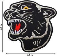 Parche Termoadhesivo de Tela Chenille Bordado con Pantera Negra Rugiente, Ecológico, para Mochila, Chaqueta, Motocicleta