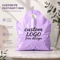 Sac de courses en plastique robuste à poignée en forme de V, personnalisable avec logo, pour emballage de vêtements de boutique et vente en gros de cadeaux