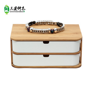 Desktop <b>storage</b> <b>box</b>, multi-functional, multi-compartment, <b>drawer</b>-style, bamboo cosmetic dustproof organizer <b>box</b>, <b>storage</b> <b>box</b> - Product Image 3
