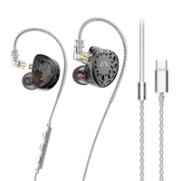 Écouteurs intra-auriculaires filaires Lafitear LF3 1DD pour la musique avec câble détachable, microphone et bouton de commande