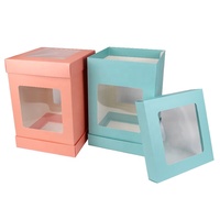 Cajas de Papel para Pastel de Boda Cuadradas de 10 Pulgadas con Logotipo Personalizado, de Varias Capas, con Ventanas Transparentes