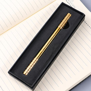 <span class=keywords><strong>Stylo</strong></span> à bille en laiton moderne en or véritable, élément rétro mélangé de luxe, lourd, sceptre de reine gravé, baguette magique en laiton - Product Image 5