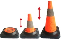 Cône de séparation de circulation route repliable, base en caoutchouc, 19mm de hauteur