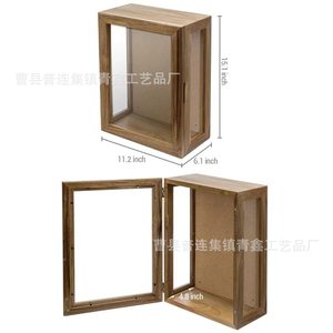 Wooden Wall Mounted Display <b>Box</b> 15.1x11.2x6.1 Inch With Acrylic Front For Plant Specimen <b>Photo</b> <b>Storage</b> - Product Image 1