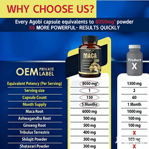 Integratore OEM di Radice di Maca, Radice di Ginseng, Radice di Ashwagandha, Tribulus Terrestris 8050 Mg, Supporta la Forza Maschile, Capsule di Maca Rossa - Product Image 2
