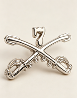 Insignia Personalizada de la 7ª Caballería, Espadas Cruzadas, Aleación de Zinc, Estilo Antiguo, Baño de Níquel Dorado